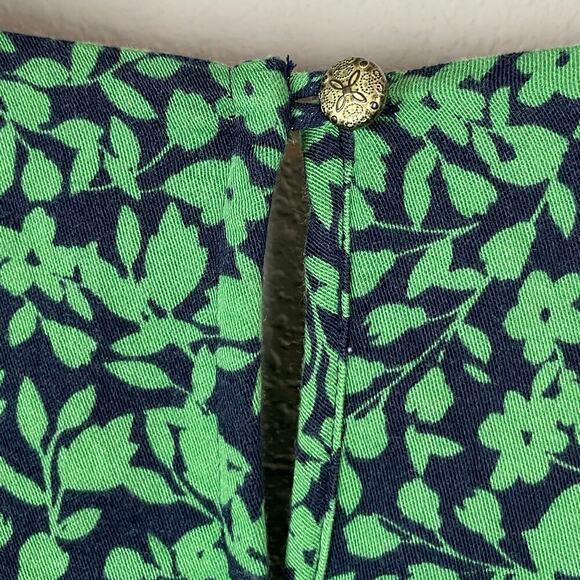 J. Jill V-Neck Peasant Blouse Blue Green Floral Size L Long Sleeve Boho Chic - Picture 4 of 8